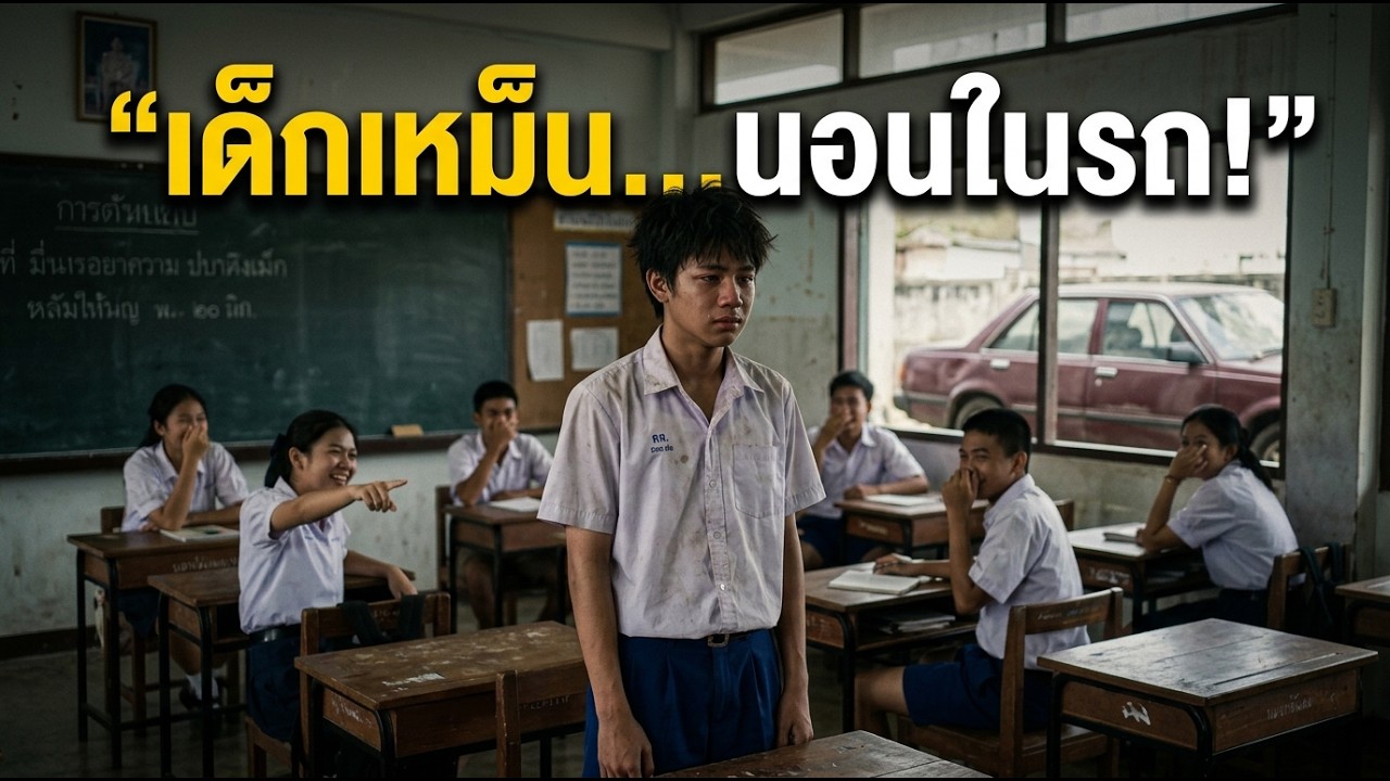 เด็กชายไทยนอนในรถ ถูกเพื่อนรังแก เรื่องจริงไวรัลสะเทือนโซเชียล