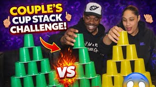 1 Hand Cup Stack Challenge (Couples Edition 😂)