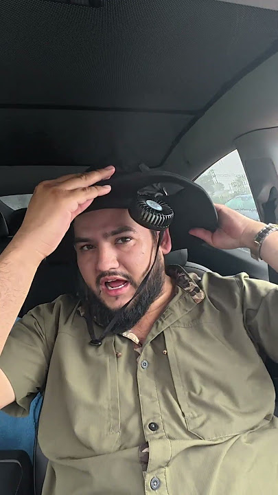 This hat is actually pretty genius π€― Itβs a wide-brimmed sun hat with a built-in fan!