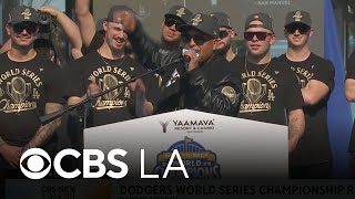 "What's better than 2? 3!": Dodgers manager Dave Roberts speaks at World Series Championship Rally