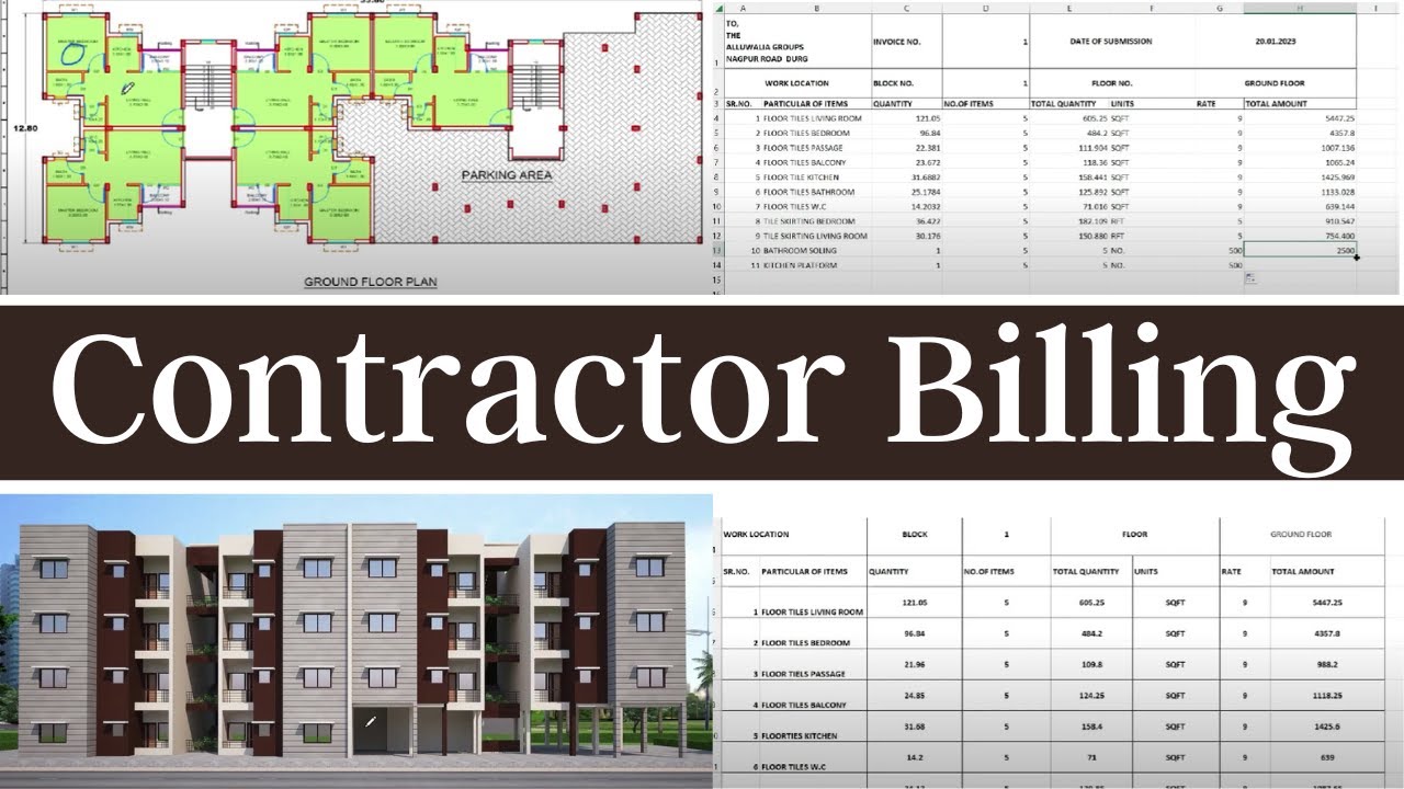 Contractor Billing (Tile Work) Measurement Formats Rates Deductions YouTube