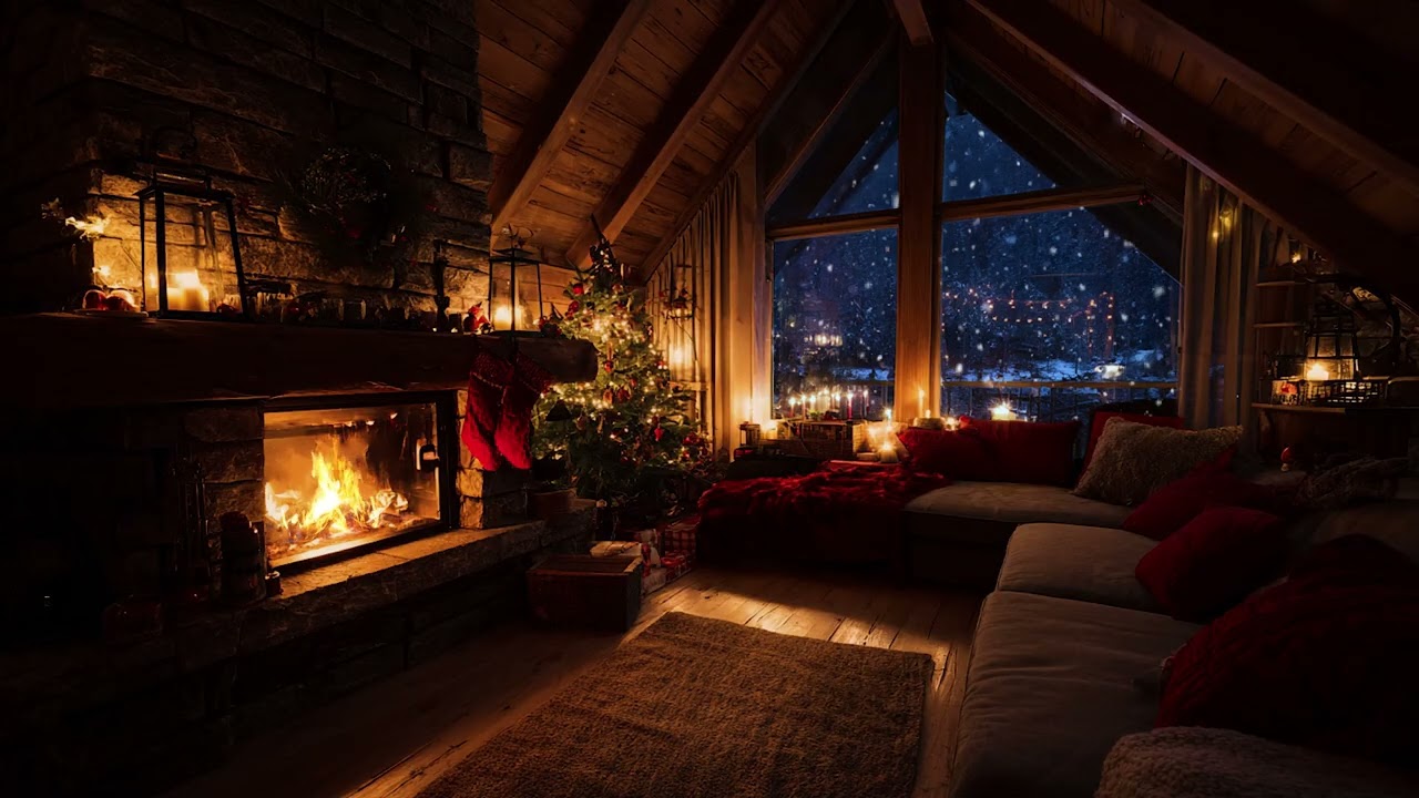 Warm Winter Night Ambience 2025 ❄️🕯️ – Piano & Fireplace Comfort Sounds