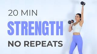 20 Min Full Body Dumbbell Workout | No Repeat, Strength Training At Home