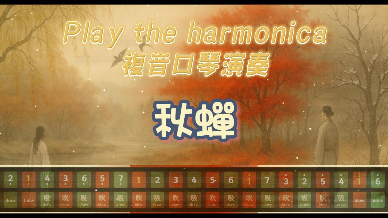 [口琴演奏 Play Harmonica]《秋蟬》｜複音口琴｜Tremolo｜口琴譜｜口琴教學｜Harmonica tabs
