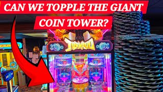 IS IT POSSIBLE TO GET ONE TO FALL?  We play TORNADO coin pusher UK ARCADE holidays  screenshot 4