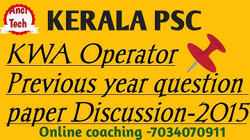 KWA operator Previous year question paper discussion : 2015