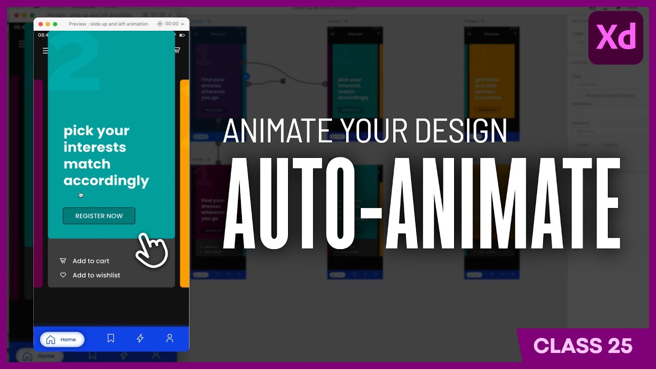 Animate your Design with Auto-Animate in Adobe XD Class 25 - APP UI UX ...