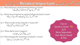 Quaid-e-Azam & Pakistan Say Related Important Q/A | On Quaid-e-Azam Q/A In English With Urdu