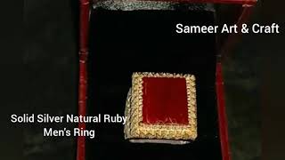 Solid Sterling Silver Natural Ruby Turkish Men's Ring~ Turkish Ring, High Quality Silver Ring