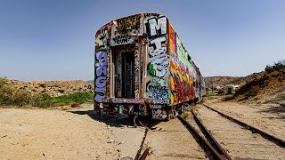 Abandoned Chicago Metra Train in the Desert.