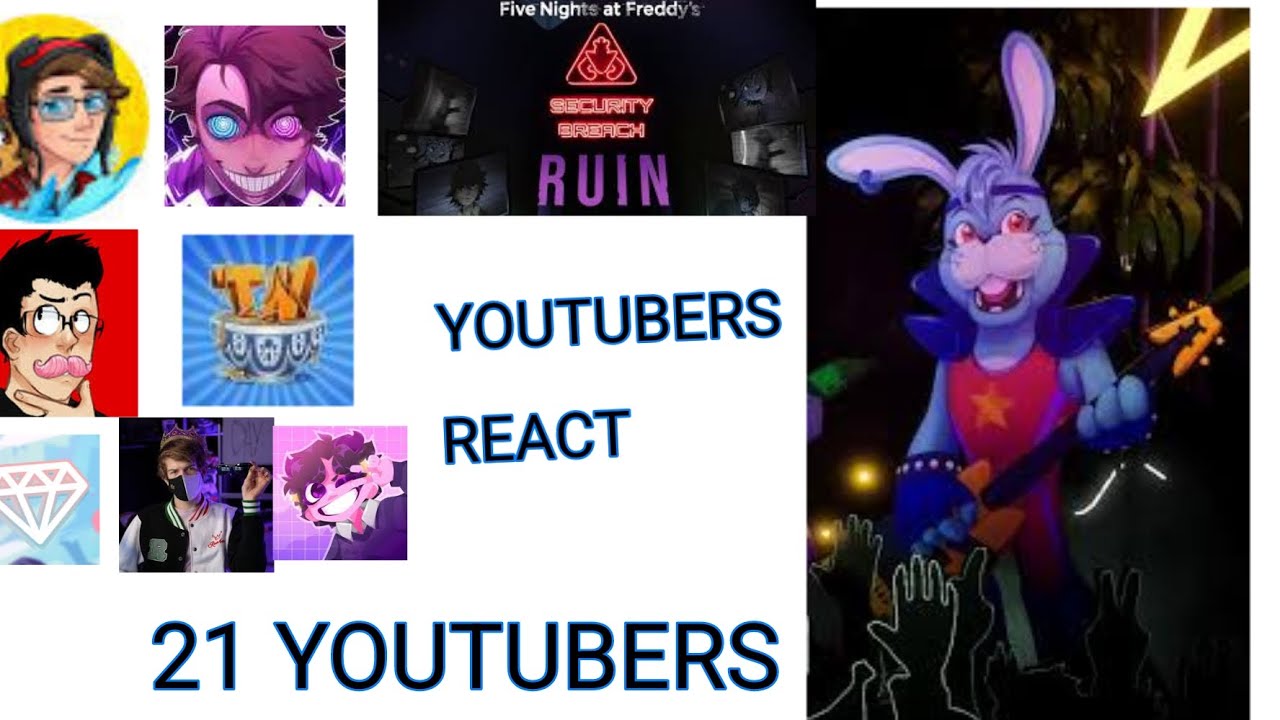 YouTubers React To Glamrock Bonnie In FNAF Security Breach Ruin DLC ...
