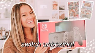 2020 NINTENDO SWITCH UNBOXING & SET UP | playing animal crossing for the first time, mario kart, etc