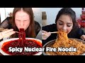 Mukbangers eating spicy nuclear fire noodle  mukbang bites