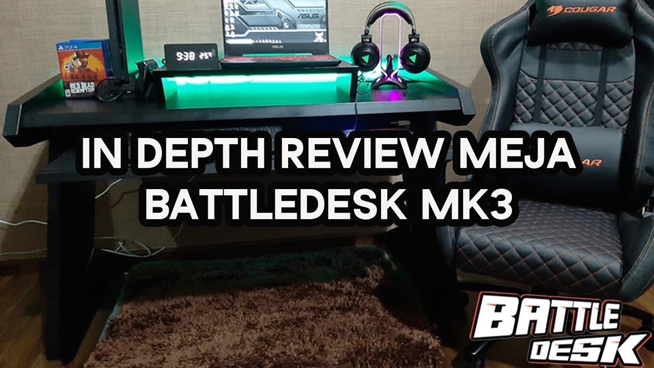 Meja Komputer Gaming PC Desk RGB murah 128x80 Battledesk 