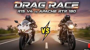 APACHE RTR 180 Vs R15 V4 🔥 DRAG RACE 😱 WHO WINS R15 VS APCHE 
