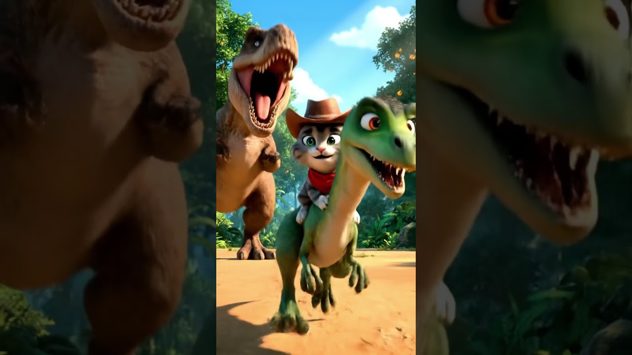 Funny Cat’s Magic Vacuum Trip to Dinosaur Land! 