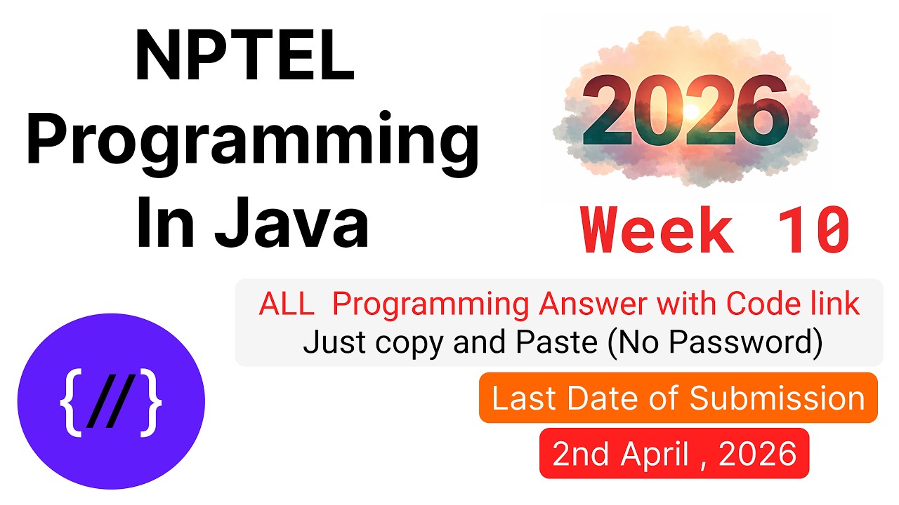 NPTEL Programming in Java Week 10馃敟 All Programming Solutions + Code ...