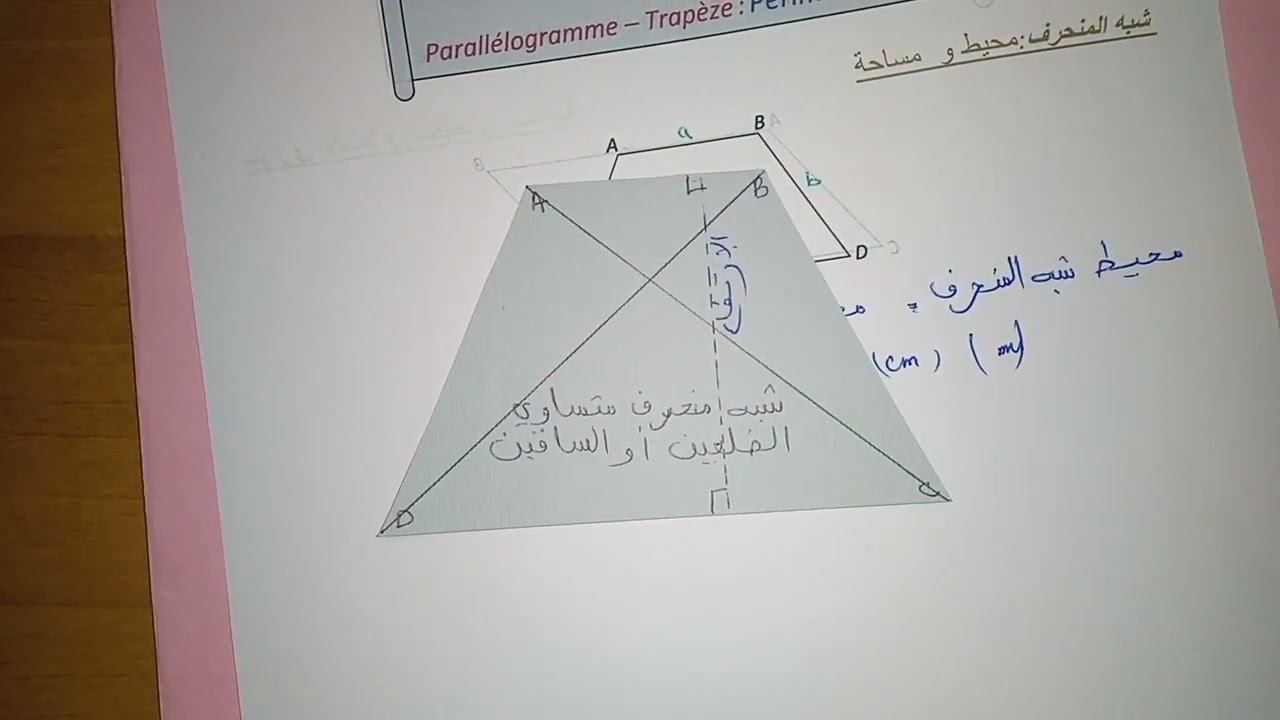 تقنية درس شبه المنحرف حساب محيطه ومساحته + تمارين تقوية