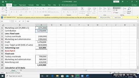 Management Accounting Lecture 12 [Practice Questions on CVP][05-03-2022] - PIPFA