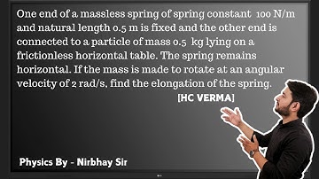 One end of a massless spring of spring constant 100 N/m  and natural length 0.5 m....