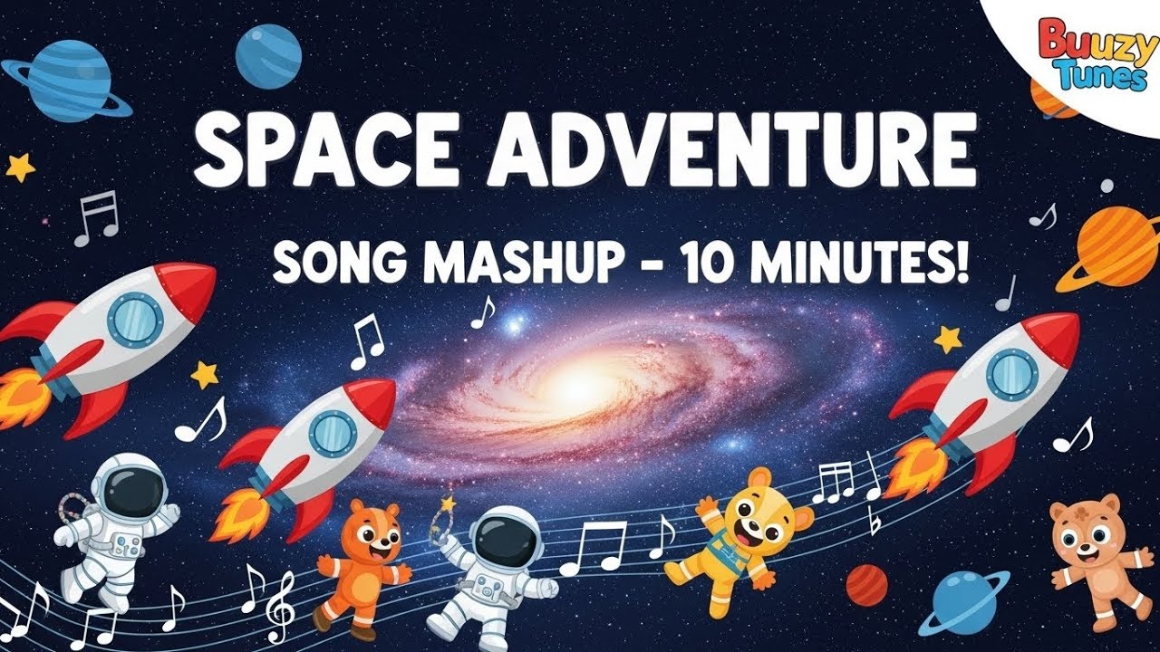 «Попурри из песен о космических приключениях | 10 минут веселых детских песен | Buuzy Tunes»