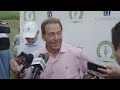 Legendary former Alabama head coach Nick Saban speaks at the Regions Tradition Pro-Am