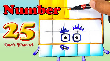 Numberblocks 25 - How to draw and coloring numberblocks blinks eyes