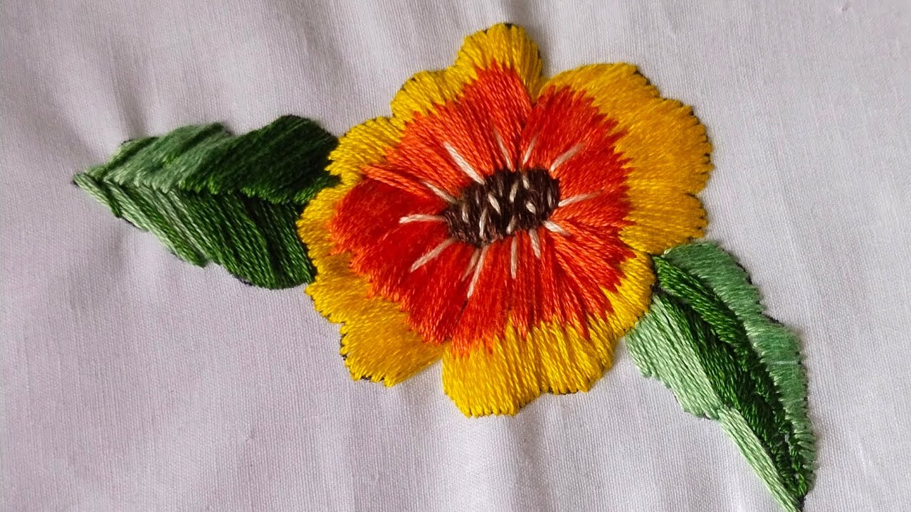 easy embroidery on flower// basic embroidery //hand embroidery tutorial