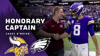 Gophers Football Player Casey O’Brien Serves As Honorary Captain Prior To Vikings-Eagles Game