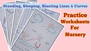 (Part -3) Worksheets on Standing Line, Sleeping Line, Slanting line and Curves for kids