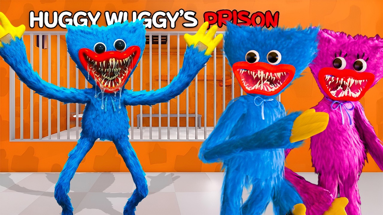 Huggy Wuggy and Kissy Missy Plays HUGGY WUGGY'S Prison Run in Roblox (OBBY)