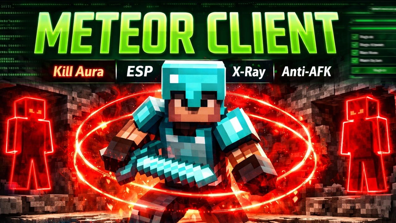 The Best Hacked Client for Minecraft ever made! METEOR CLIENT with Kill Aura, ESP, X-Ray, Anti-AFK