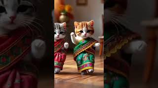 Graceful Feline Duo: 3D Animated Cats Dancing in Sarees#sranimation #3danimation
