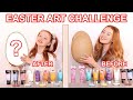 TWIN TELEPATHY 3 COLOR PAINT & MARKER *DIY Easter Art Challenge | Sis Vs Sis | Ruby and Raylee