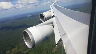 KLM Boeing 747-400 arriving at Paramaribo-Johan Adolf Pengel Airport