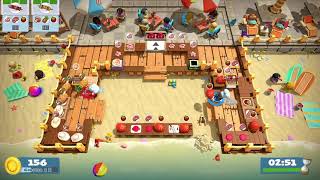 Overcooked 2 [Surf 'n' Turf] Level 2-1 - 2 players - 4 stars