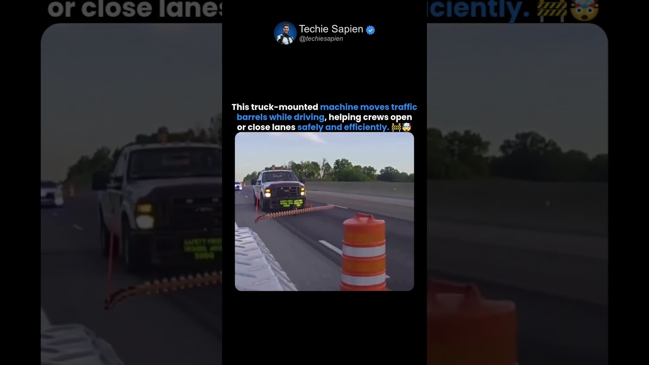 Meet The Barrel Mover 5000, A Truck That Moves Traffic Barrels While Driving 🚧🤯