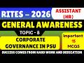 Corporate Governance in PSU MCQS | RITES HR General Knowledge MCQS PDF 2026 | RITES GK 2026 MCQS PDF