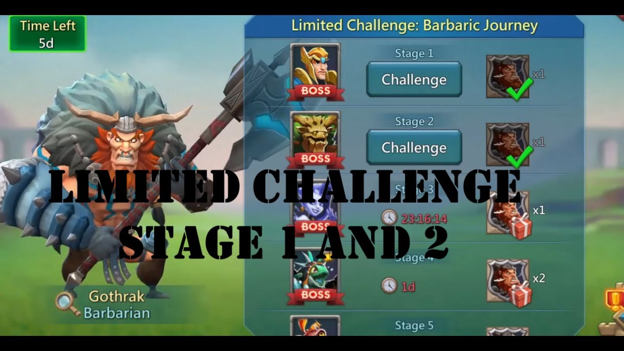 Lords Mobile- Barbarian | Limited challenge | stage 1 and 2