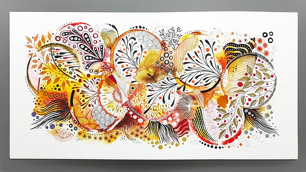 Creative Watercolor Zentangle by Hu Art | Relaxing Art Tutorial