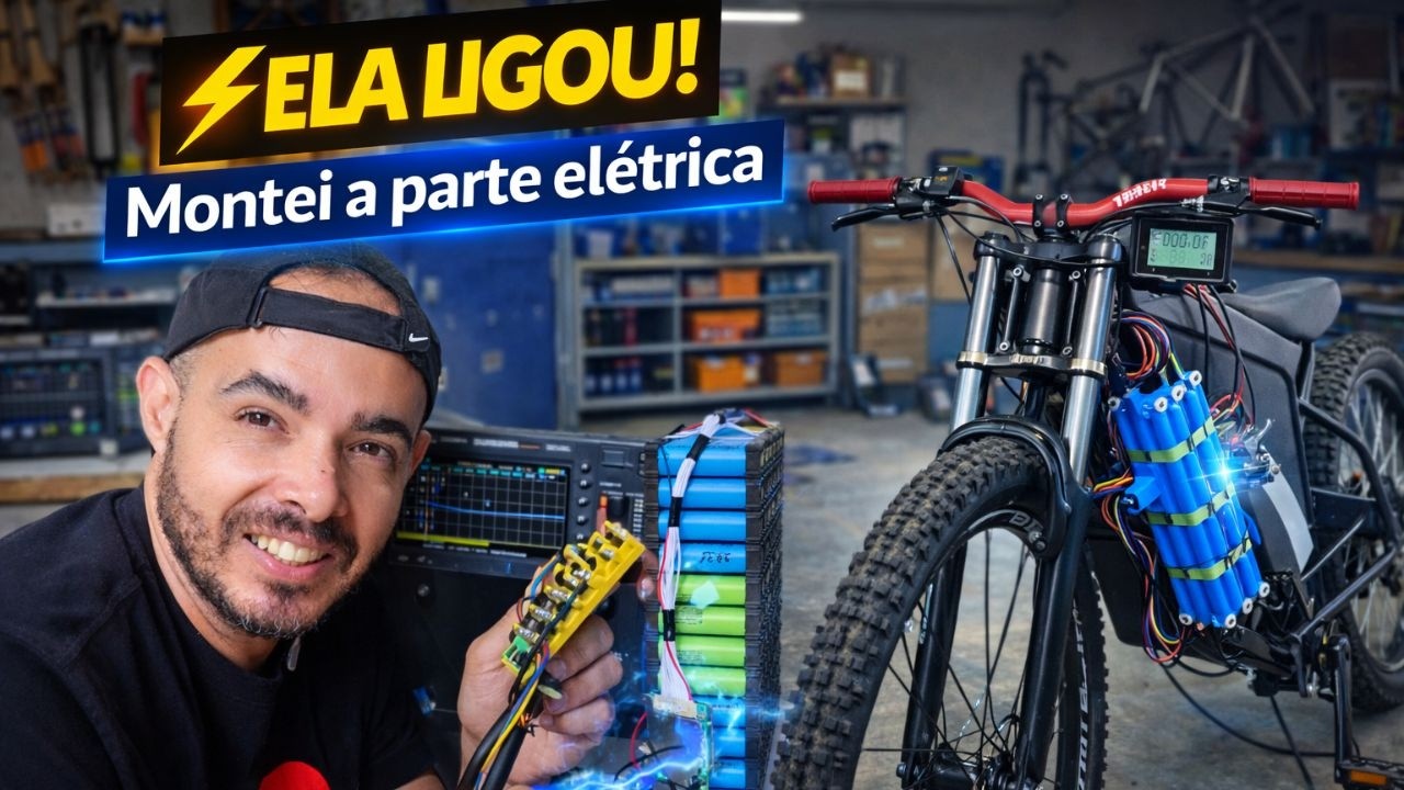 ELA LIGOU! ⚡ Montei a Parte Elétrica da Minha Bike Caseira do Zero