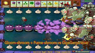 Plants vs Zombies: Gloom-shroom + Scaredy-shroom + Fume-shroom vs GigaGargantuar