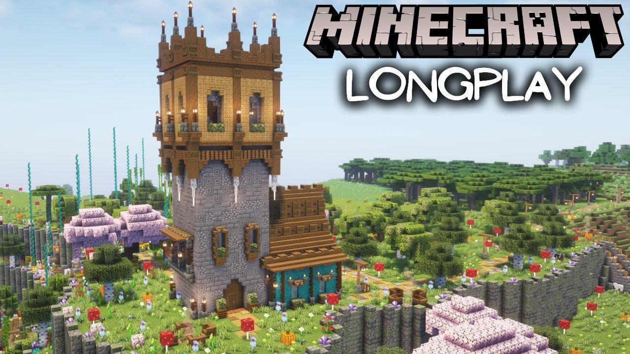 Minecraft Relaxing Longplay - Building a Mountain Tower Home (No Commentary)