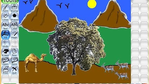 Tux Paint Tutorial | Scenery using Stamps | Smudge tool in Tux Paint