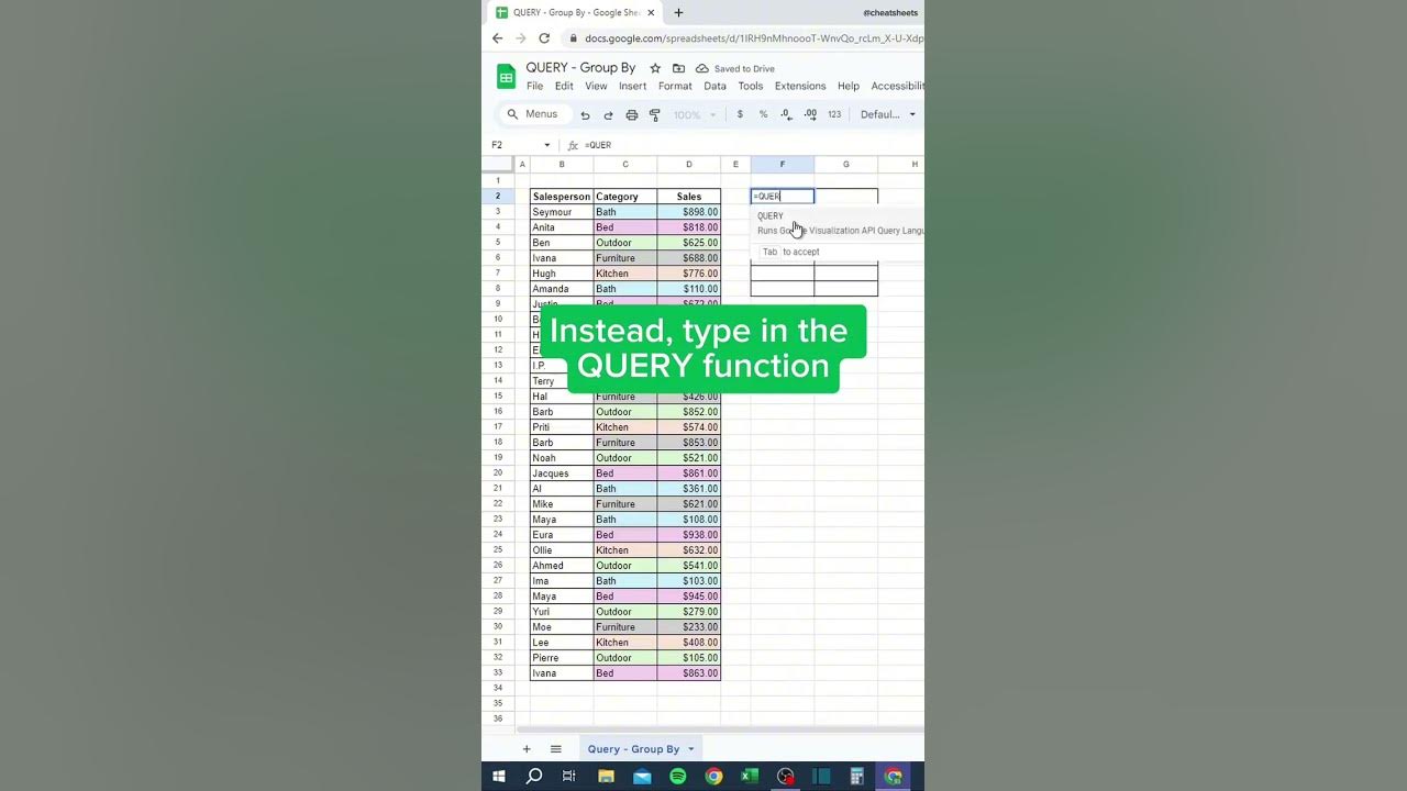 Query group by in google sheets youtube
