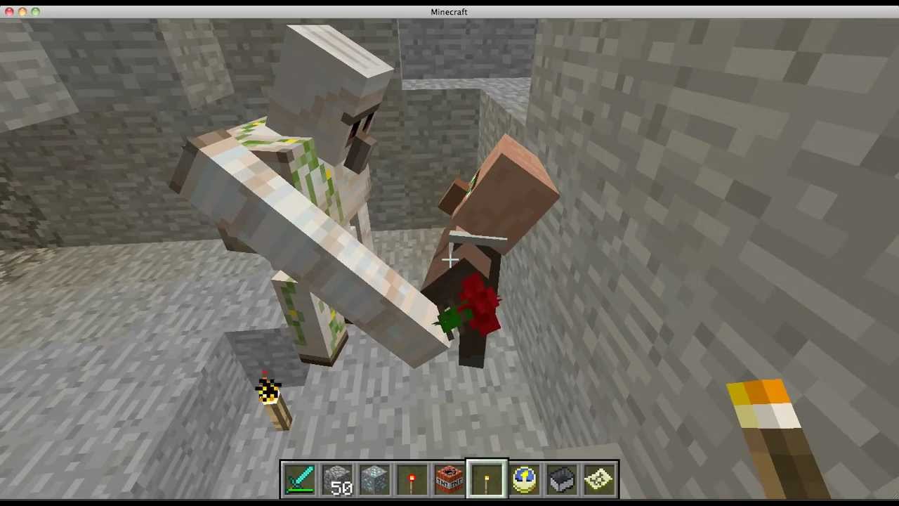 Minecraft 1.2 Iron Golem Offering a Rose to a Villager YouTube