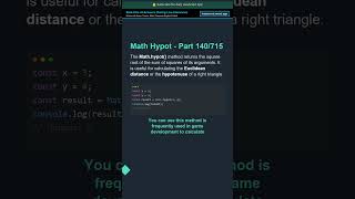 🚀 Math Hypot Method - Part 140/715 - Quick JS Tip #shorts #javascript