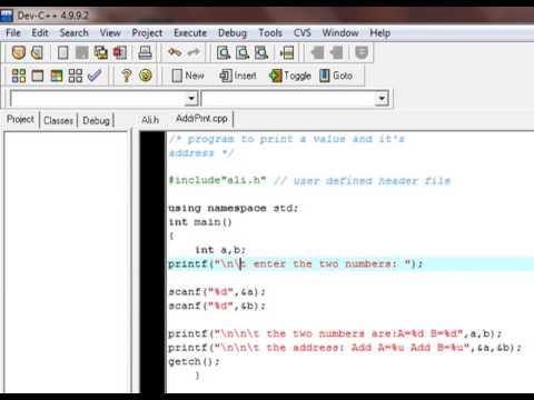 C program for printing a value and its address