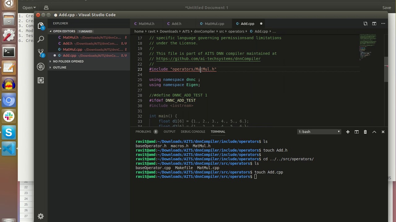 Implementing New Operators in DNNC Compiler (github.com/ai-techsystems/dnnCompiler)