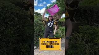 Terrible Towel Twirls at the Theme Park